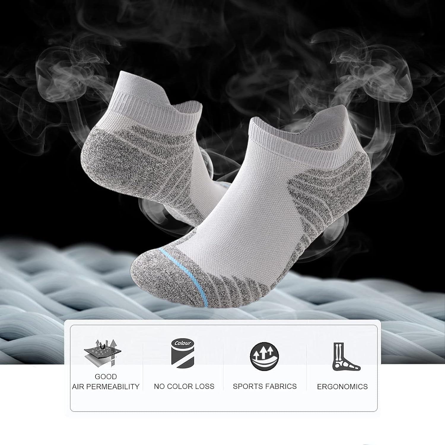 Ankle Athletic Running Socks Cushioned Breathable Low Cut Sports Tab Socks for Men and Women